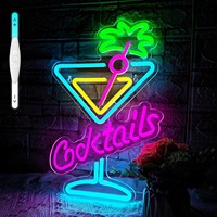 Enseigne néon LED personnalisée pour bar à cocktails, verre à martini, bar, pub, salle Tiki, décoration murale intérieure, à intensité variable USB, publicité commerciale