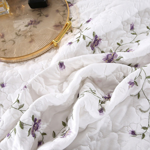 All Season Cotton 3 Pieces Embroidery <strong>Beige</strong> Reversible Oversize <strong>Bedspread</strong> - Product Image 6