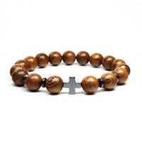 Bijoux fantaisie Bracelet croisé pour hommes avec diamant et pierre mate perles en bois perles bracelets à breloques bijoux
