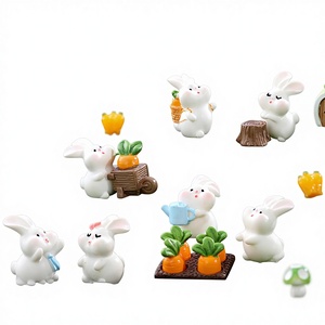 Décoration de micro-paysage : Accessoires universels en résine, lapin mignon de dessin animé, lapin gras, petit lapin enlacé - Product Image 3