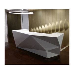 طاولة مكتب للاستقبال, طاولة مكتب للاستقبال بفكرة المنطقة الحداثة استخدام تجاري أبيض كوريان أثاث طاولة مكتب استقبال مخصصة - Product Image 1