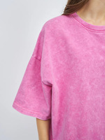 T-shirt en coton uni de qualité supérieure 2669, personnalisable avec logo, pour femme, coupe oversize, effet délavé, coupe carrée, épaules tombantes