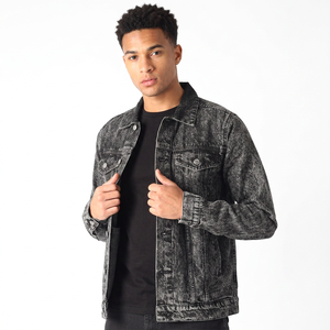Chaqueta Varsity de Mezclilla Negra DENIMGUYS al por Mayor para Hombre, Estilo Vintage Urbano, Impresión Personalizada, Corte Holgado Informal - Product Image 2