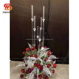 SMOOTH Customized 8 Heads Glass <b>Candle</b> Holder Centerpiece Clear Candlestick for Wedding Decor - Product Image 2