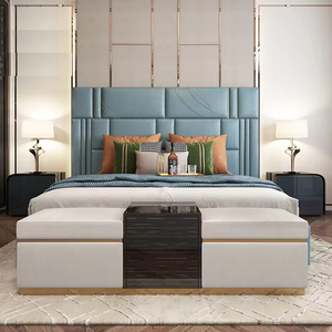 <span class=keywords><strong>Ive</strong></span>-Star Deluxe Cama doble simple Muebles de dormitorio modernos con marco de madera tapizado Estilo suave - Product Image 6