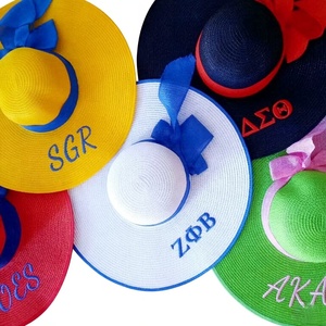 Cappello da Spiaggia Personalizzabile Delta SGR Zeta OES con Lettere Greche, Pieghevole, Protezione UV, Visiera in Paglia - Product Image 1