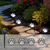 Lot de 4 lampes solaires connectées en forme de patte de chien ou de chat, LED blanc chaud, étanches IP44, en ABS, pour jardin, patio, allée
