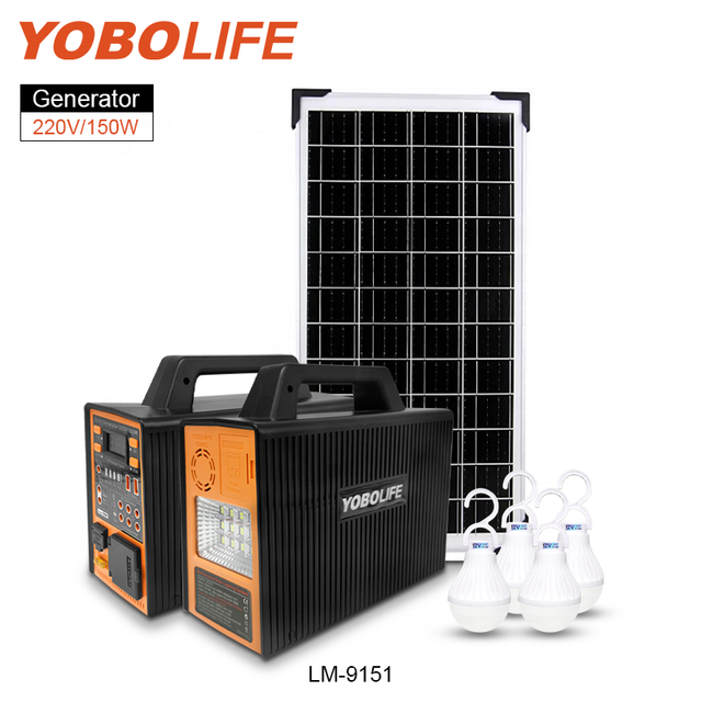 Yobolife Portable Solar Station 150W Solar Home Generator 110V 220V ACDC Power Supply Indoor Outdoor Portable Solar Kit