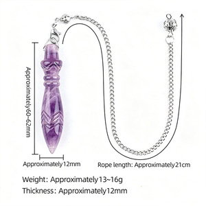 Pendentif pendule en cristal naturel, sceptre rétro, pierre de guérison pour la radiesthésie, la divination, le yoga, la méditation, bijoux Thoth - Product Image 4