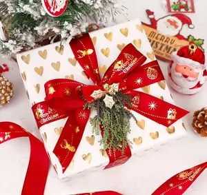 Weihnachts verpackung Geschenk band Zubehör Hot Gold Terylen Bänder für Diy Holiday Decorative