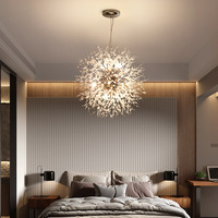 Luminaire Suspendu Créatif en Cristal Doré/Chromé, Style Moderne et Luxueux, pour Restaurant ou Chambre, Modèle Pissenlit Nordique