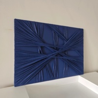 Decoración para el Hogar, Arte Mural de Tela Texturizada 3D Azul Marino, Lienzo Abstracto con Nudos, Pintura Hecha a Mano, Cuadro para Sala de Estar, Enmarcado