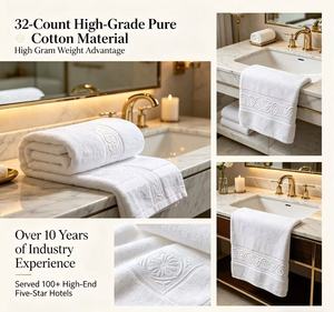 Tapis de bain en coton blanc pour hôtel, anti-décoloration, résistant aux taches, avec logo personnalisé, en jacquard, serviettes de toilette, tapis de bain, ensembles de serviettes de toilette, fournitures hôtelières - Product Image 3