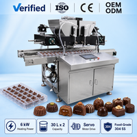 Machine automatique de dépose de chocolat avec convoyeur de 2000 mm, capacité de 650 kg, certifiée CE, en acier inoxydable 304, pour moules à chocolat de forme variée