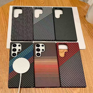 Étui de téléphone portable magnétique en fibre de carbone de haute qualité pour Samsung S26 ultra S25 S24 plus Série A, coque arrière texturée TechWoven - Product Image 1