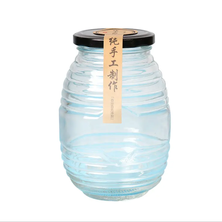 Empty packing round clear round glass honey jar