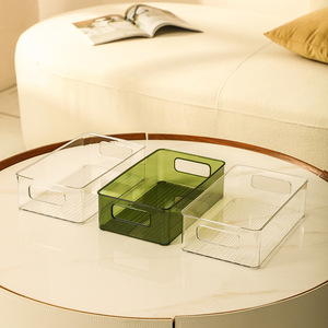 Boîte de rangement de bureau en acrylique T-Luxury, organisateur transparent pour cosmétiques, maquillage, soins de la peau, collations, avec poignées, 195g, fabriqué au Zhejiang - Product Image 2