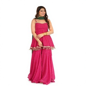 Conjunto de Lehenga Rosa Estampado con Dupatta de Chifón y Bordado con Cuentas, Traje Indio Pakistaní para Bodas y Diwali para Mujer - Product Image 4
