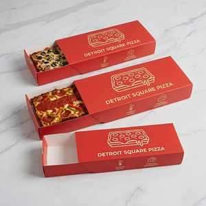 Custom Slice Slide Drawer Pizza Box Single Baked Pasta Rectangle Packaging Mini Cardboard Container 12 Inch Recycled Materials - Product Image 1