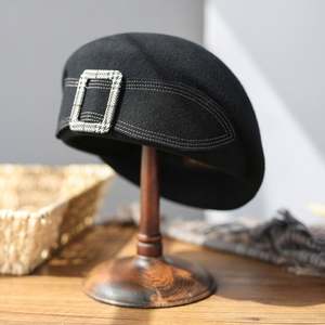 A121004 Sombrero de Fieltro 100% Lana con Decoración de Lazo, Gorra Estilo Boina Vantage para Mujeres Elegantes - Product Image 3