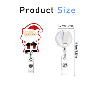 Porte-badge rétractable Père Noël avec clip ceinture, boucle à tirage facile, porte-clés caravane, cadeau de Noël en acrylique - Product Image 4