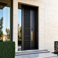 Portail de jardin en aluminium sur mesure avec serrure numérique intelligente, surface à effet bois, panneau gravé CNC, portail d'entrée de villa