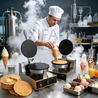 Nouvelle machine automatique commerciale 220V pour la fabrication de cornets de crème glacée, gaufrier en acier inoxydable pour magasins et boulangeries