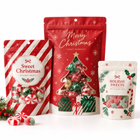 Pochette personnalisée mate à fermeture éclair, toucher doux, imprimée, pour emballage alimentaire de Noël, bonbons, café, biscuits