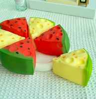 Jouet anti-stress en peluche simulé en forme de cantaloup et de pastèque, réaliste, souple, pour filles et garçons, en boîte, jouet sensoriel