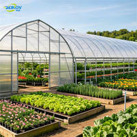 Serre tunnel robuste en acier de 1,8 mm, grande serre agricole à simple travée avec ventilation enroulable