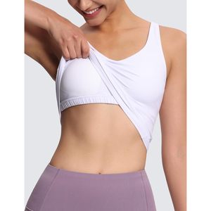 Brassière de sport longue pour femme, sans armatures, rembourrée, col en V, bretelles spaghetti, pour yoga et fitness, anti-transpiration, respirante, séchage rapide - Product Image 5