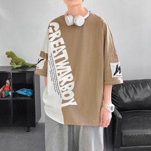 T-shirt da uomo in seta ghiacciata a maniche corte, con stampa di lettere, casual estivo, vestibilità ampia per stile street e da spiaggia - Product Image 2