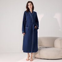 Peignoir unisexe en tissu gaufré thermique respirant à séchage rapide, longueur genou, col en V, avec cordon de serrage, écologique