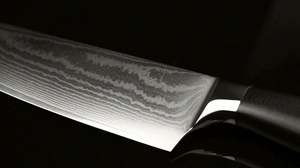 Couteau de chef japonais traditionnel éco-responsable, ambidextre, en acier Damas, lame de 8,5 pouces, manche en bois noir + Dalbergia, cuisine - Product Image 6