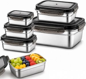 304 Stainless Steel Square <b>Lunch</b> Containers Microwave Airtight Bento Box Stackable Leak Proof Portable Thermal <b>Lunch</b> Box Adults - Product Image 1