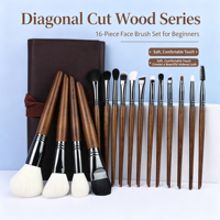L'usine produit des ensembles de brosses à cheveux en laine de luxe professionnels OEM/ODM avec des poignées en bois, brosses de haute qualité, 16 pièces avec sac