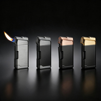 Briquet à pipe en alliage de zinc avec logo personnalisé, rechargeable au butane, flamme douce, avec poussoir à pipe et aiguille de nettoyage