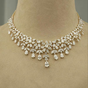 Collar de Diamantes Cultivados en Laboratorio de Lujo para Mujer, Chapado en Oro, Certificado IGI, Corte Marquesa, 14/18Kt, Diseño Moderno - Product Image 2