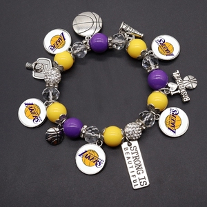 Pulseras de Cuentas Metálicas de Perlas Blancas y Rojas al por Mayor para 30 Equipos de Baloncesto - Product Image 1