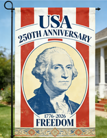 Drapeau de jardin rectangulaire double face en polyester, 2026, 250e anniversaire des États-Unis, America250, personnalisé, durable, sur commande