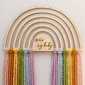 Nouvelle décoration murale pour <span class=keywords><strong>chambre</strong></span> d'enfant <span class=keywords><strong>arc</strong></span>-<span class=keywords><strong>en</strong></span>-<span class=keywords><strong>ciel</strong></span>, pendentif <span class=keywords><strong>en</strong></span> laine pure avec pompon, accessoires photo pour bébé, décorations suspendues pour la cérémonie du premier mois du bébé - Product Image 2