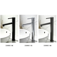 Keran Wastafel Kamar Mandi Metalique 350002-BK Hitam, Terpasang di Atas Meja, Bahan Stainless Steel 304, Desain Tinggi Modern, Tuas Tunggal