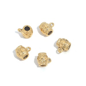 Flower Bail Spacer <b>Beads</b> | PVD Gold Plated Stainless Steel <b>Large</b> Hole Barrel <b>Beads</b> with Loop for DIY Bracelet Necklace Making - Product Image 3