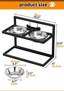 Dayanıklı Premium kalite yükseltilmiş köpek besleyici ayarlanabilir yükseklik paslanmaz çelik kaymaz yavaş besleyici hayvan mama kabı kase ile standı - Product Image 5