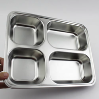 Plateau repas en acier inoxydable à 4 compartiments, assiette à nourriture, assiette à déjeuner, assiette pour enfants, vaisselle