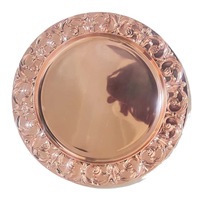 Assiettes de présentation vintage en plastique de 13 pouces, or rose, avec bord baroque gaufré, élégantes, pour table de dîner et mariage