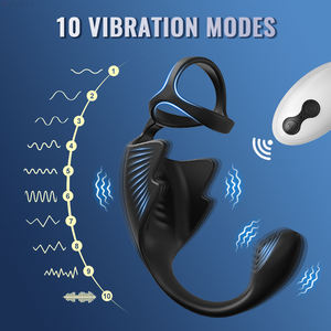 Nuovo Massaggiatore Prostatico Elettrico in Silicone Indossabile con Vibrazione e Anello Vibrante per Pene - Product Image 5