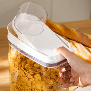 Pantry Plastic Luchtdichte Droge Graan Snacks Rijst Graan Voedsel Opslag <span class=keywords><strong>Container</strong></span> Organizer Box Met Schaal Beker En Handvat Voor Keuken - Product Image 4