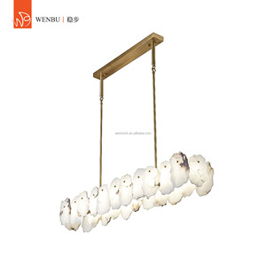 Lámpara colgante lineal de alabastro español para mesa de comedor, decoración de techo para villa. - Product Image 1