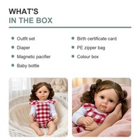 Boneka Bayi Reborn 22 Inci, Vinyl Lembut, Dilukis Tangan, Realistis, Bayi Perempuan Baru Lahir, Rambut Cokelat, Mata Biru, Pakaian Gingham, Hadiah Y-Z025